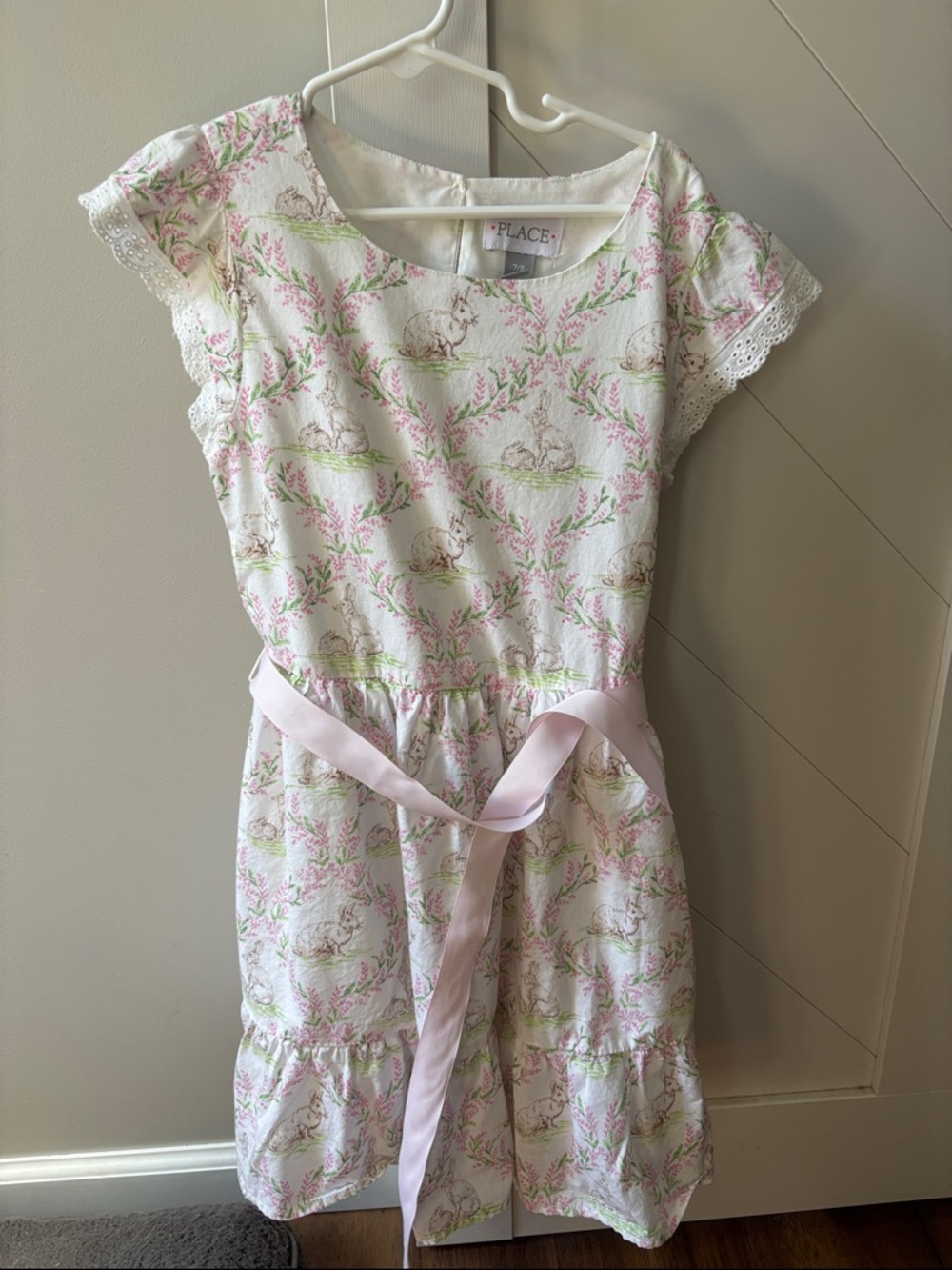 The Children's Place White Pink Floral Bunny Dress